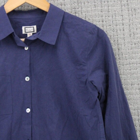 Mo:vint Shirt Womens XS Navy Blue Solid Button Down Long Sleeve Collared NWT - Picture 2 of 9